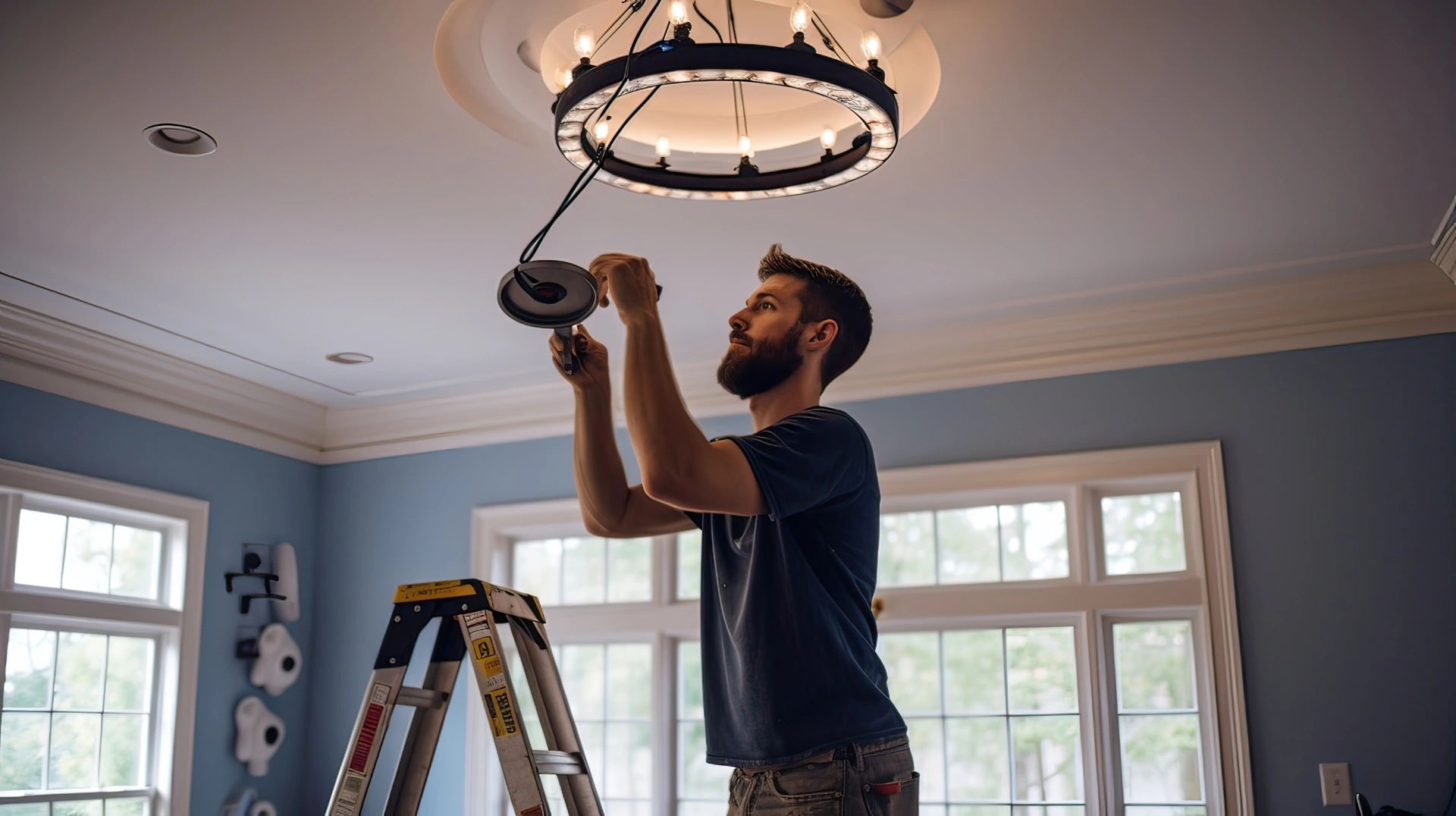 competence lighting renovation electrical installation wellilluminated modern home upgrade skilled professional electrical wiring brightening home revitalization generated by ai